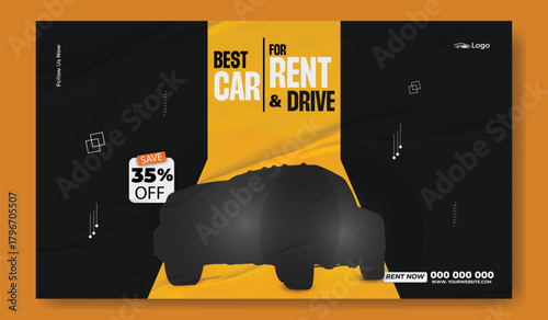 Reliable Car Rentals Promotion Design Set (Cover, Post, Flyer)
Modern Vehicle Rental Advertising Templates with 35% Off Offer.
Spend Less Explore More, Car Rental Marketing Kit
Luxury Red Sports Car.