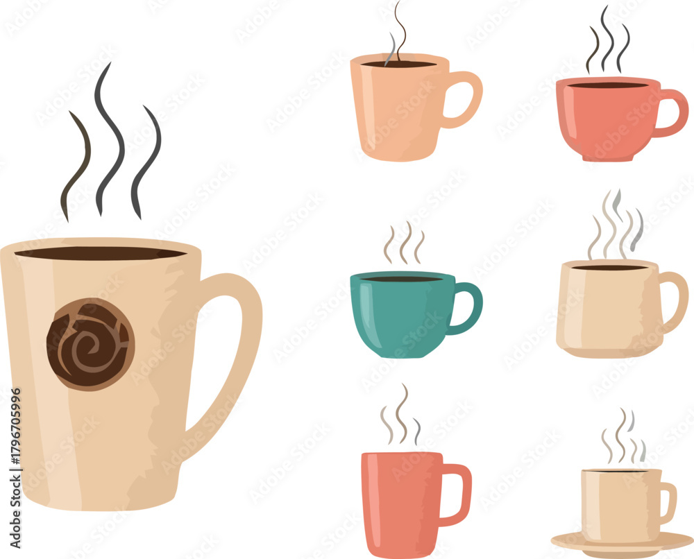 Obraz premium Charming coffee cup illustration with a playful design perfect for cafe branding and beverage related concepts