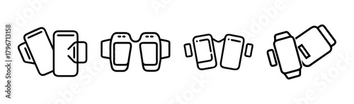 Collection of stylized sports armbands featuring mobile phone holders for active lifestyles