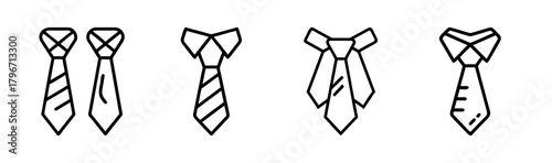Set of four hand drawn neckties with different styles and patterns for formal wear