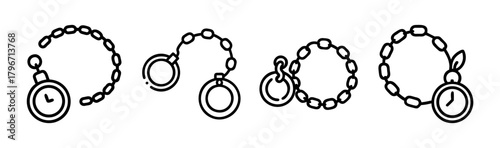 Collection of pocket watch chains icons and symbols vintage timepiece accessories