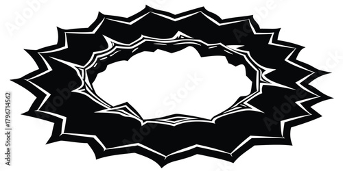 Abstract dynamic jagged spiky circular frame border element illustration