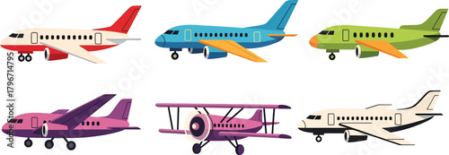 Cartoon airplanes collection Vector