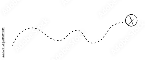 Vector treasure map element. A dashed line and red X mark ink on the map. old pirate letter.