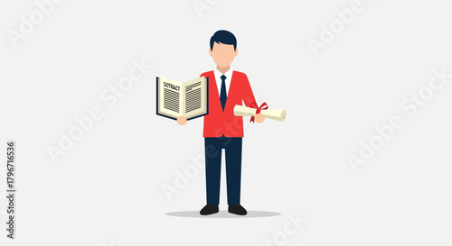 Graduation Day Reading A Person Holding a Book and Diploma