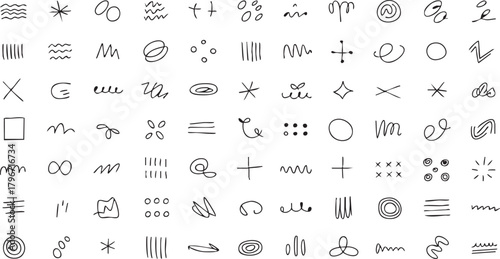 Hand Drawn Abstract Scribble Elements and Shapes Set