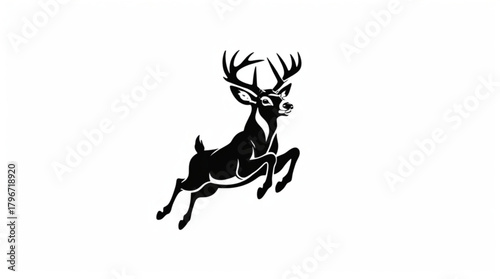 Black and white deer animal silhouette illustration