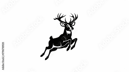 Black and white deer animal silhouette illustration