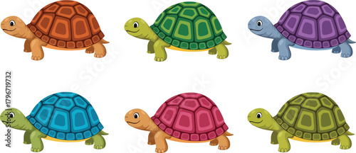 Colorful cartoon turtles collection Vector