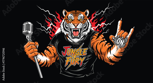 Jungle Fury Rocker Tiger Mascot
