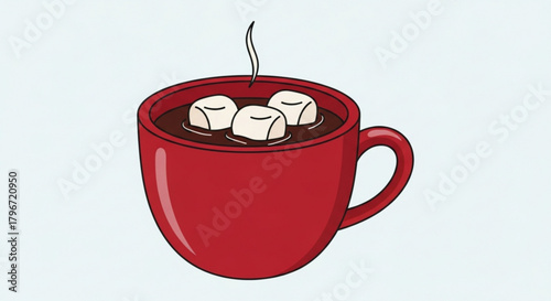 Hot chocolate with marshmallows vector illustration for winter holiday season and cozy christmas time 100