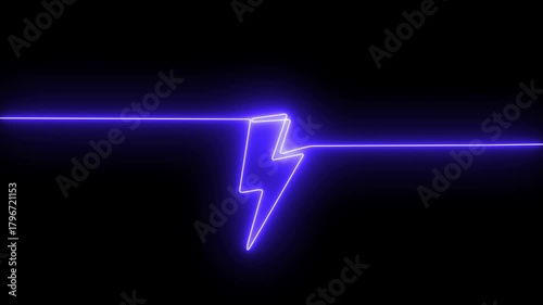 Abstract glowing neon  Charging icon animation by bluecolor neon and  Power and Electricity Accumulator with Glowing neon  icon of symbol concept on black background  4k animation video 
