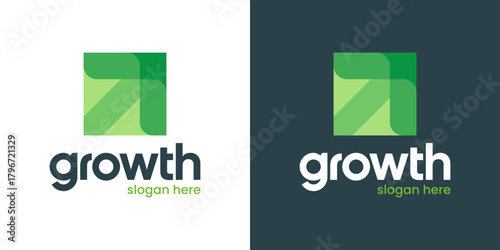 Modern growth logo design template illustration. Abstract arrow shape vector design with technology model. Symbol for business startup, marketing, finance and management company