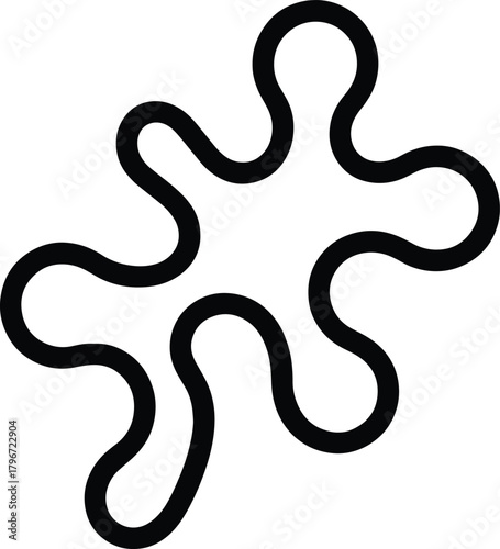 Black abstract organic shape with rounded edges on white background vector