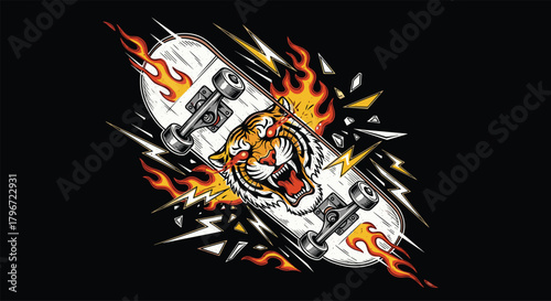 Extreme Tiger Head Skateboard Fury