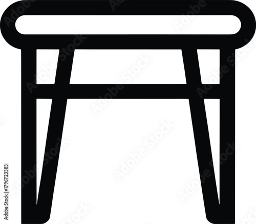 Black and white minimalist illustration of a simple stool or bench furniture