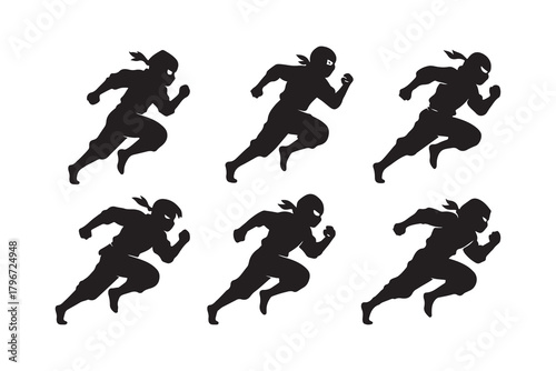 shinobi running pose silhouette collections