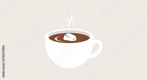 Hot chocolate with marshmallow vector illustration for winter holiday season and cozy drink concepts