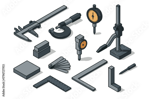 Precision measuring instruments and tools set for engineering and quality control