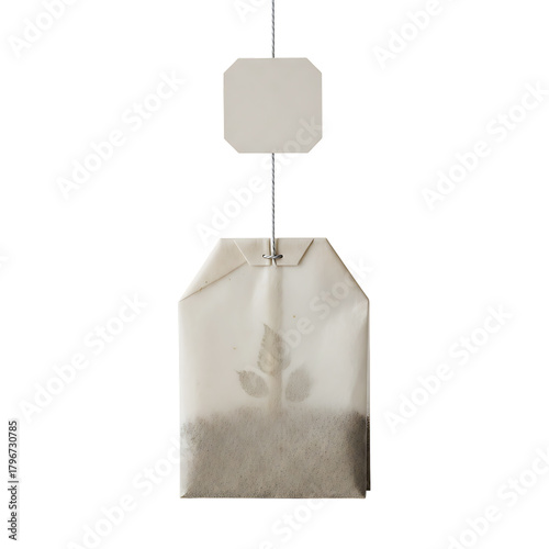 Single tea bag isolated on white background for hot beverage preparation