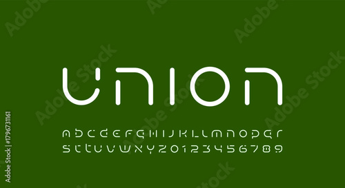 Modern font alphabet from rounded line, technology letters and numbers, vector illustration 10EPS