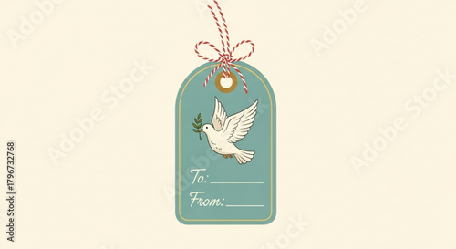 Dove gift tag with olive branch printable template for christmas holiday season and special occasion 100