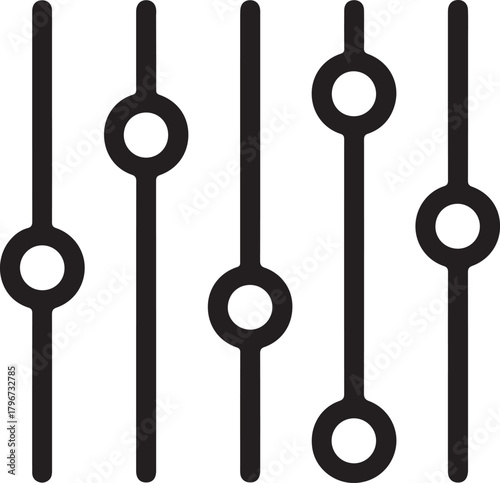 Vector filter icon representing settings and adjustments for user interface applications and digital controls