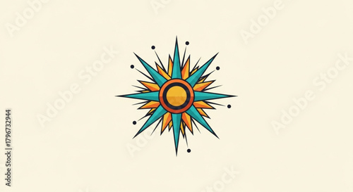 Compass rose navigation nautical travel direction windrose maritime cartography graphic design vector illustration