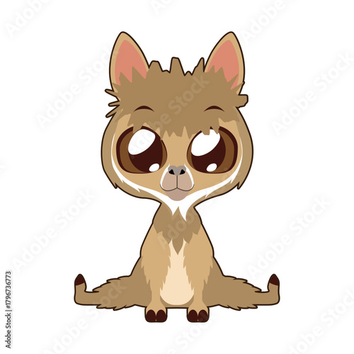 Cartoon animal character with sweet brown fur, an adorable and innocent wildlife illustration