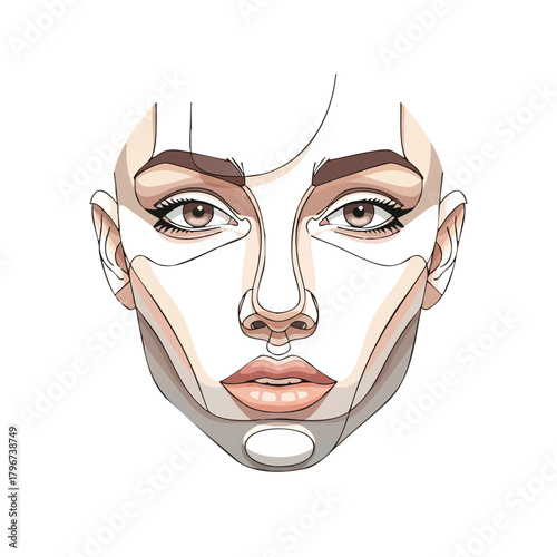 An artistic illustration features the delicate outline of a woman's face, showcasing a blend of beauty and modern design on a clean white background.