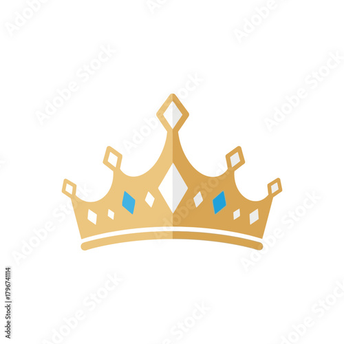 A golden crown with teal accents and diamond shapes.