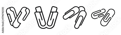 Vector illustration of three shiny silver paper clips office supplies