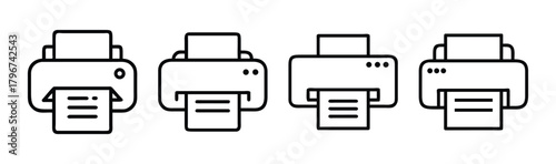 Modern vector illustration of a sleek stylized printer icon for digital and print