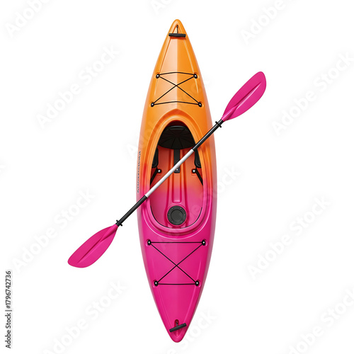 Vibrant Pink and Orange Kayak Paddle Studio Shot