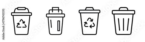 Clean vector graphic of a trash bin icon symbol