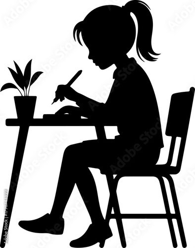 Girl student silhouette vector illustration