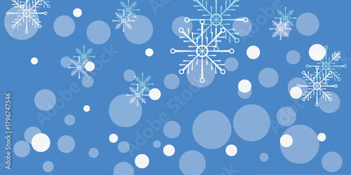 Winter background with watercolor snow texture and falling snowflakes. Winter sky. Snowy background. Cold weather. Vector illustration