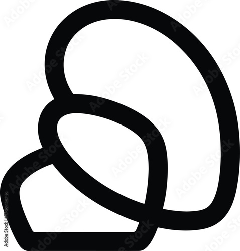 Black abstract organic shapes intertwined on white background minimalist vector