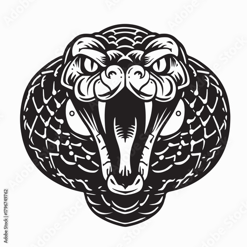Fierce Viper Snake Head Vector Logo Design on white background