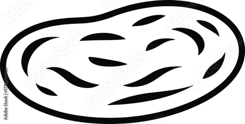 Black line art illustration of a peanut with a textured surface legume food