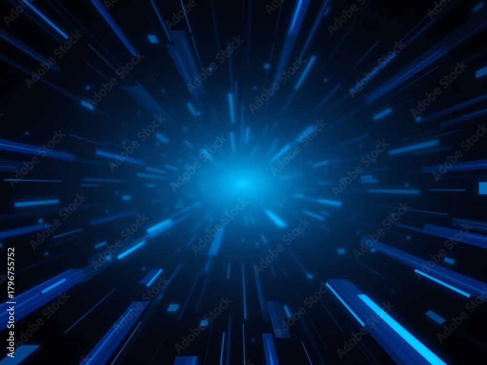 Obraz premium Abstract blue digital light streaks effect, speed, technology, future, motion blur.