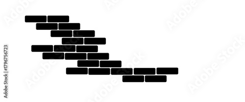 Broken black brick wall. Crack stone background.