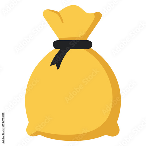 Basic Yellow Money Pouch Graphic Symbolizing Savings and Financial Accumulation