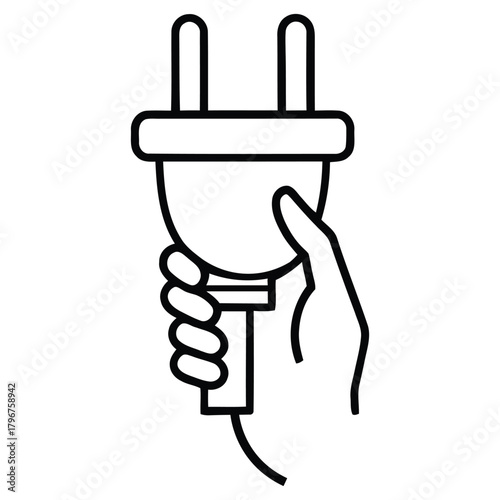 Essential Electrical Connection Power Plug Held Firmly by a Human Hand