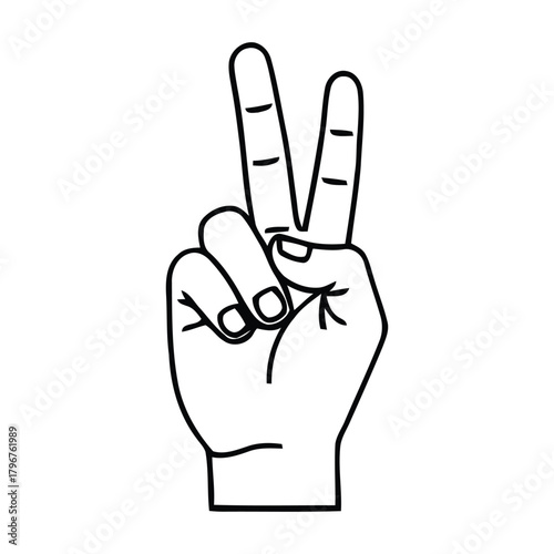 Classic Frontal View Hand Gesture Forming a V Sign for Peace or Victory