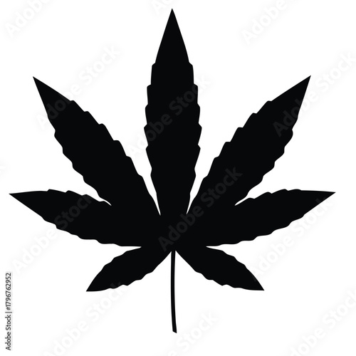 Elegant Black Silhouette of a Botanical Leaf for Artistic Creations