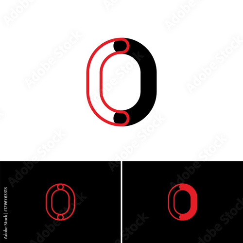 Logo art number 0, set of three playful numeral zero, vector illustration 10 EPS