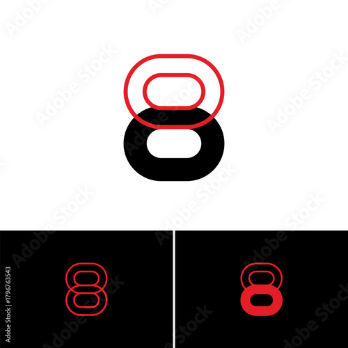 Logo art number 8 set of three playful numeral eight, vector illustration 10 EPS