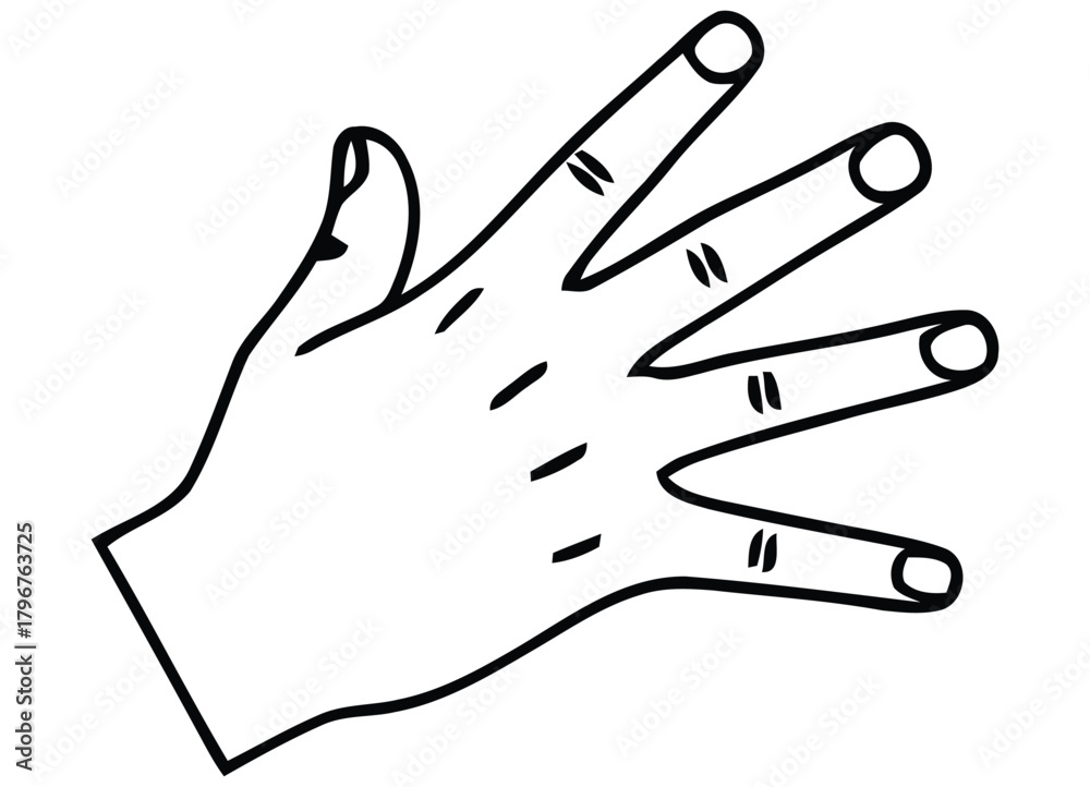 Obraz premium Human Hand Gesture Detailed Line Art Sketch Drawing Illustration