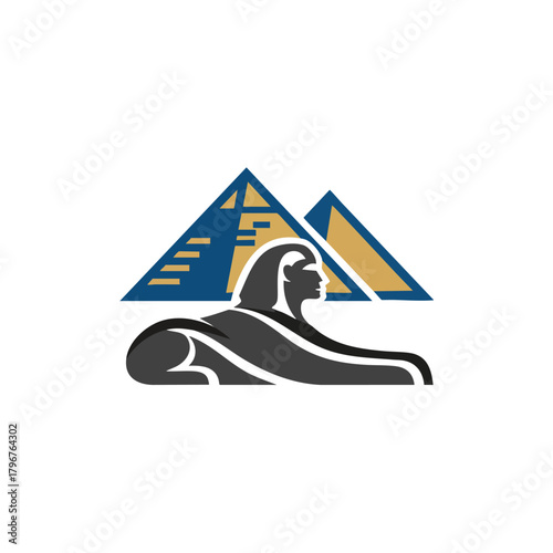 2D icon of Cairo showing simplified pyramids and a stylized Sphinx silhouette